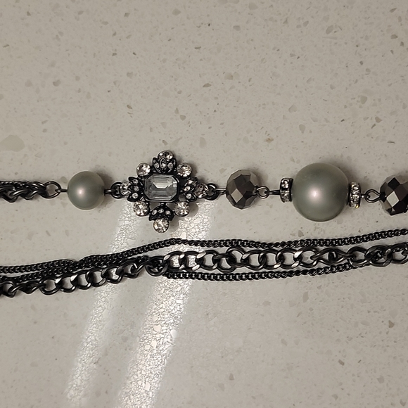 Charming Charlie Charcoal Necklace with Pearls and Crystal Accents - Picture 3 of 4
